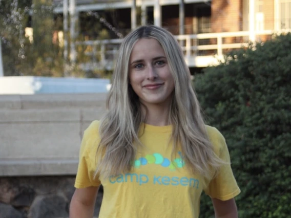 Person with long hair wearing a yellow shirt
