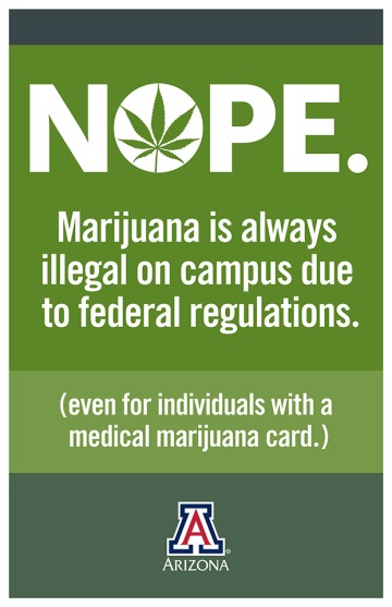 Marijuan ais always illegal on campus due to federal regulations. Even if you have a medical marijuana card.